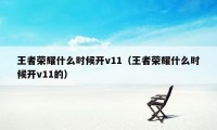 王者荣耀什么时候开v11(王者荣耀什么时候开v11的)