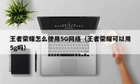 王者荣耀怎么使用5G网络（王者荣耀可以用5g吗）