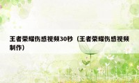 王者荣耀伤感视频30秒（王者荣耀伤感视频制作）