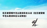 在王者荣耀中怎么取消实名认证（在王者荣耀中怎么取消实名认证微信）