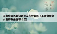 王者荣耀怎么知道好友在什么区（王者荣耀怎么看好友是在哪个区）