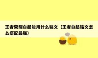 王者荣耀白起能用什么铭文（王者白起铭文怎么搭配最强）