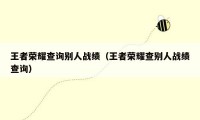 王者荣耀查询别人战绩（王者荣耀查别人战绩查询）