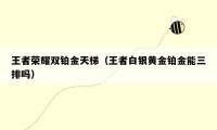 王者荣耀双铂金天梯（王者白银黄金铂金能三排吗）