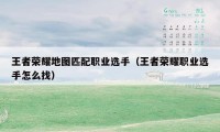 王者荣耀地图匹配职业选手（王者荣耀职业选手怎么找）