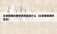 王者荣耀的赛季表现是指什么(王者荣耀赛季意思)