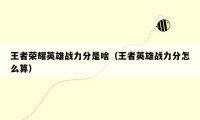 王者荣耀英雄战力分是啥(王者英雄战力分怎么算)