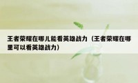 王者荣耀在哪儿能看英雄战力（王者荣耀在哪里可以看英雄战力）