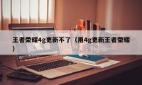 王者荣耀4g更新不了(用4g更新王者荣耀)
