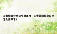 王者荣耀分享口令怎么用(王者荣耀分享口令怎么用不了)