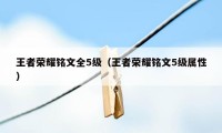 王者荣耀铭文全5级（王者荣耀铭文5级属性）