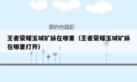 王者荣耀玉城矿脉在哪里(王者荣耀玉城矿脉在哪里打开)
