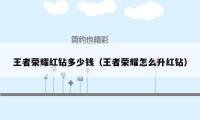 王者荣耀红钻多少钱（王者荣耀怎么升红钻）