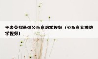 王者荣耀最强公孙离教学视频（公孙离大神教学视频）