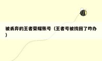 被丢弃的王者荣耀账号（王者号被找回了咋办）