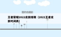 王者荣耀2022皮肤排期（2021王者皮肤时间表）