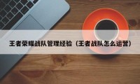 王者荣耀战队管理经验（王者战队怎么运营）