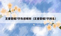 王者荣耀7字伤感昵称（王者荣耀7字网名）