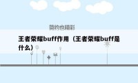 王者荣耀buff作用（王者荣耀buff是什么）