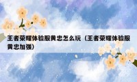 王者荣耀体验服黄忠怎么玩(王者荣耀体验服黄忠加强)