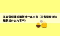 王者荣耀体验服新增什么内容(王者荣耀体验服新增什么内容啊)