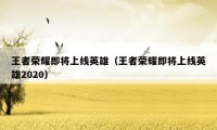 王者荣耀即将上线英雄(王者荣耀即将上线英雄2020)