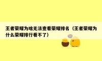 王者荣耀为啥无法查看荣耀排名（王者荣耀为什么荣耀排行看不了）