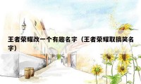 王者荣耀改一个有趣名字（王者荣耀取搞笑名字）