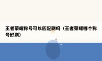 王者荣耀称号可以匹配刷吗（王者荣耀哪个称号好刷）