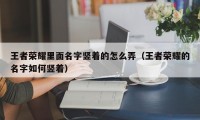 王者荣耀里面名字竖着的怎么弄（王者荣耀的名字如何竖着）