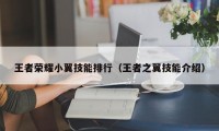 王者荣耀小翼技能排行（王者之翼技能介绍）