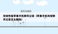 淘宝恢复苹果手机聊天记录（苹果手机淘宝聊天记录怎么删除）