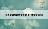 王者荣耀陈超教学中文（王者荣耀陈析）