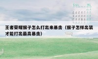 王者荣耀猴子怎么打出来暴击（猴子怎样出装才能打出最高暴击）