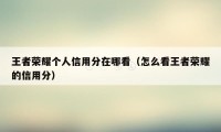 王者荣耀个人信用分在哪看（怎么看王者荣耀的信用分）