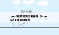 iqoo6续航实测王者荣耀（iqoo neo5王者荣耀续航）