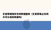 王者荣耀储存空间数据删除（王者荣耀占空间大可以清除数据吗）