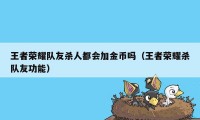 王者荣耀队友杀人都会加金币吗（王者荣耀杀队友功能）