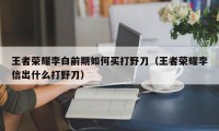 王者荣耀李白前期如何买打野刀（王者荣耀李信出什么打野刀）