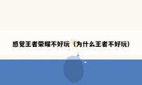 感觉王者荣耀不好玩（为什么王者不好玩）