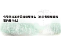 你觉得玩王者荣耀需要什么(玩王者荣耀最需要的是什么)