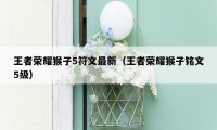 王者荣耀猴子5符文最新（王者荣耀猴子铭文5级）