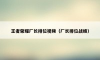 王者荣耀厂长排位视频（厂长排位战绩）