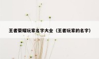 王者荣耀玩家名字大全（王者玩家的名字）