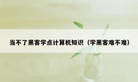 当不了黑客学点计算机知识（学黑客难不难）