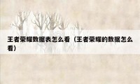 王者荣耀数据表怎么看(王者荣耀的数据怎么看)