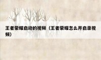 王者荣耀启动的视频（王者荣耀怎么开启录视频）