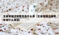 王者荣耀注册账号有什么用（王者荣耀注册账号有什么用途）