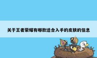 关于王者荣耀有哪款适合入手的皮肤的信息