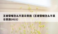 王者荣耀怎么不显示贵族（王者荣耀怎么不显示贵族2021）